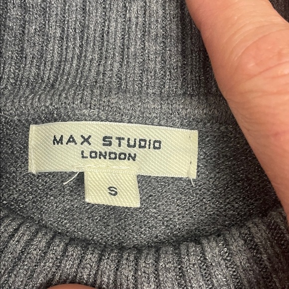Max Studio Charcoal Grey Mockneck Sweater Vest Cap Sleeves OS Relaxed Fit Sz S - Picture 11 of 12